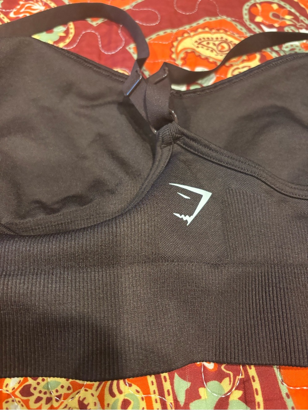 Gymshark Black Sports Bra with White Logo Accent